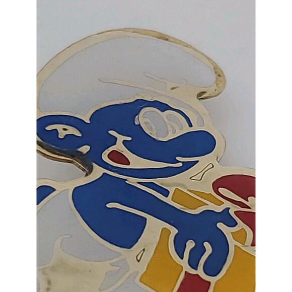 Smurf With Gift Box Brooch Enamal  Pin Cartoon Character - Picture 4 of 9